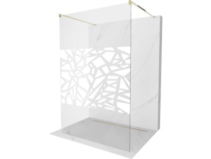 Mexen Kioto sprchová zástena voľne stojaca 110 x 200 cm, priehľadné sklo / biely vzor, 8 mm, zlatá - 800-110-002-50-85