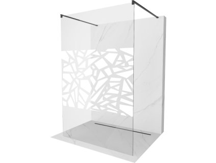 Mexen Kioto sprchová zástena voľne stojaca 100 x 200 cm, priehľadné sklo / biely vzor, 8 mm, čierna - 800-100-002-70-85