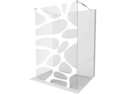 Mexen Kioto sprchová zástena voľne stojaca 120 x 200 cm, priehľadné sklo / biely vzor, 8 mm, zlatá - 800-120-002-50-97
