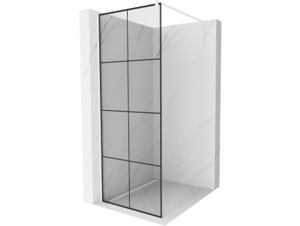 Mexen Kioto sprchová zástena 90 x 200 cm, priehľadné sklo / čierny vzor, 8 mm, biela - 800-090-101-20-77