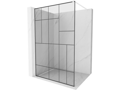 Mexen Kioto sprchová zástena 120 x 200 cm, priehľadné sklo / čierny  vzor-2, 8 mm, biela - 800-120-101-20-78
