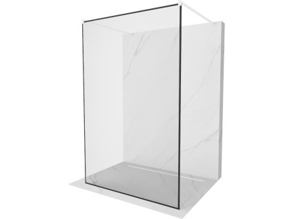 Mexen Kioto sprchová zástena voľne stojaca 130 x 200 cm, priehľadné sklo / čierny rám, 8 mm, biela - 800-130-002-20-70