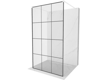 Mexen Kioto sprchová zástena voľne stojaca 110 x 200 cm, priehľadné sklo / čierny vzor, 8 mm, biela - 800-110-002-20-77