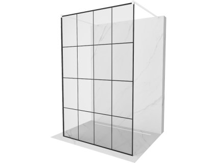 Mexen Kioto sprchová zástena voľne stojaca 140 x 200 cm, priehľadné sklo / čierny vzor, 8 mm, biela - 800-140-002-20-77