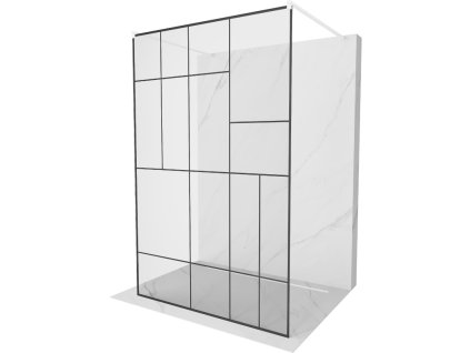 Mexen Kioto sprchová zástena voľne stojaca 140 x 200 cm, priehľadné sklo / čierny vzor-2, 8 mm, biela - 800-140-002-20-78
