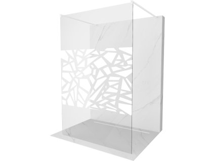 Mexen Kioto sprchová zástena voľne stojaca 100 x 200 cm, priehľadné sklo / biely vzor, 8 mm, biela - 800-100-002-20-85