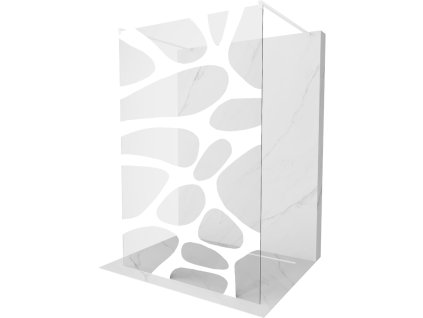 Mexen Kioto sprchová zástena voľne stojaca 100 x 200 cm, priehľadné sklo / biely vzor, 8 mm, biela - 800-100-002-20-97