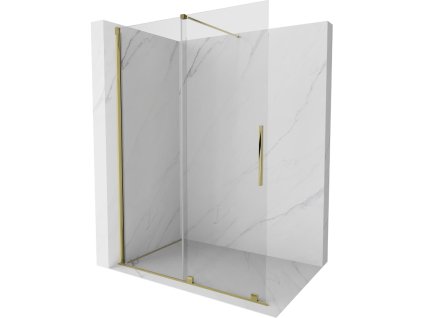 Mexen Velar sprchová stena 140 x 200 cm, priehľadná 8 mm, zlatá - 871-140-000-03-50
