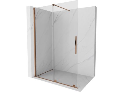 Mexen Velar sprchová stena 140 x 200 cm, priehľadná 8 mm, ružové zlato - 871-140-000-03-60