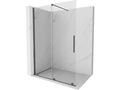 Mexen Velar predlžovacia sprchová stena 140 x 200 cm, priehľadná 8 mm, pištoľovo sivá kartáčovaná - 871-140-000-03-66