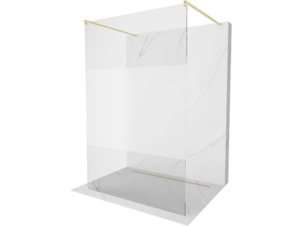 Mexen Kioto voľne stojaca sprchová stena 130 x 200 cm, transparentná/mrazivá 8 mm, brúsené zlato - 800-130-002-55-35