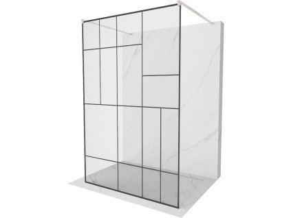 Mexen Kioto voľne stojaca sprchová stena 100 x 200 cm, 8 mm čierny vzor, brúsený nikel - 800-100-002-97-78