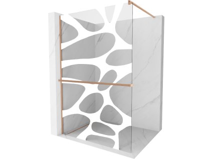 Mexen Kioto+ sprchová stena s policou 100 x 200 cm, biele prevedenie, brúsená meď - 800-100-121-65-97