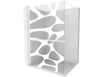 Mexen Kyoto+ sprchová stena s policou 90 x 200 cm, biely vzor, biela - 800-090-121-20-97