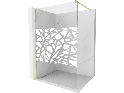 Mexen Kioto sprchová stena 100 x 200 cm, biela 8 mm vzor, zlatý kartáč - 800-100-101-55-85