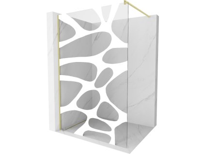 Mexen Kioto sprchová stena 100 x 200 cm, biela 8 mm vzor, zlatý kartáč - 800-100-101-55-97