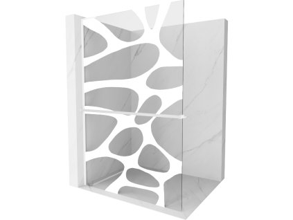 Mexen Kioto+ L sprchová stena s policou 100 x 200 cm, biely vzor, biela - 800-100-123-20-97