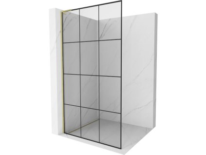 Mexen Kioto L sprchová stena 100 x 200 cm, čierny vzor, brúsené zlato - 800-100-103-55-77