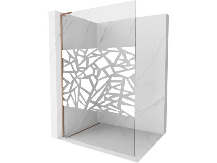 Mexen Kioto L sprchová stena 110 x 200 cm, biely vzor, ružové zlato - 800-110-103-60-85