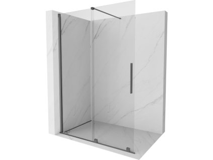 Mexen Velar predlžovacia sprchová stena 140 x 200 cm, priehľadná 8 mm, pištoľový kov - 871-140-000-03-95