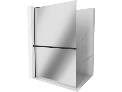 Mexen Kioto+ L sprchová stena s policou 100 x 200 cm, zrkadlo, čierna - 800-100-123-70-50