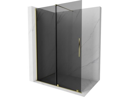 Mexen Velar sprchová stena 140 x 200 cm, grafit 8 mm, zlatá - 871-140-000-43-50