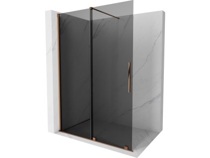 Mexen Velar sprchová stena 140 x 200 cm, grafit 8 mm, ružové zlato - 871-140-000-43-60