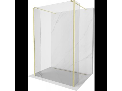 Mexen Kioto voľne stojaca sprchová stena 125 x 30 x 30 cm, transparentná, brúsené zlato - 800-125-030-222-55-00-030