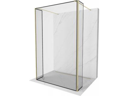 Mexen Kyoto voľne stojaca sprchová stena 130 x 30 x 30 cm, čierny vzor, zlatá - 800-130-030-222-50-70-030