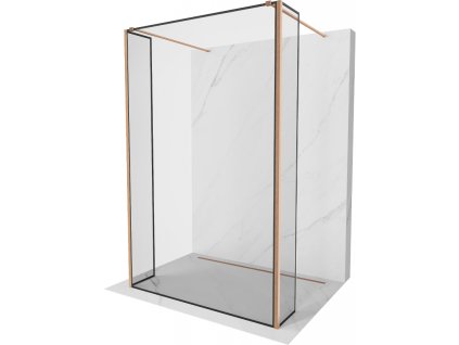 Mexen Kioto voľne stojaca sprchová stena 130 x 30 x 30 cm, čierny vzor, brúsená meď - 800-130-030-222-65-70-030