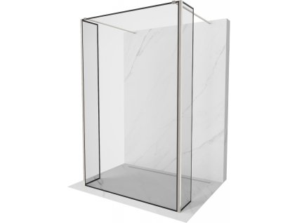 Mexen Kioto voľne stojaca sprchová stena 150 x 30 x 30 cm, čierny dizajn, brúsený nikel - 800-150-030-222-97-70-030