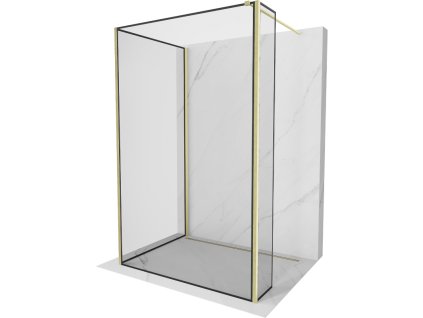 Mexen Kyoto sprchová stena 140 x 100 x 30 cm, čierny vzor, zlatý kartáč - 800-140-100-221-55-70-030