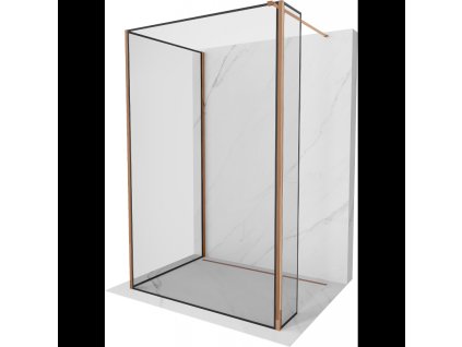 Mexen Kyoto sprchová stena 130 x 80 x 40 cm, čierny vzor, ružové zlato - 800-130-080-221-60-70-040