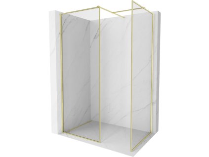 Mexen Kioto-F sprchová stena s rámom 100 x 70 cm, priehľadná 8 mm, zlatý kartáč - 800-100-202-04-55-070