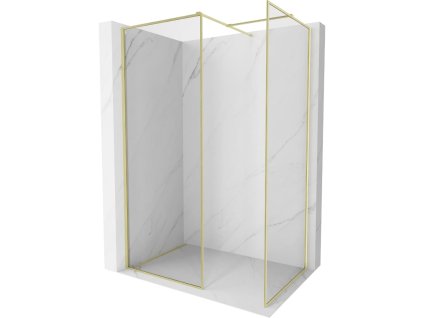 Mexen Kioto-F sprchová stena s rámom 115 x 110 cm, priehľadná 8 mm, zlatý kartáč - 800-115-202-04-55-110