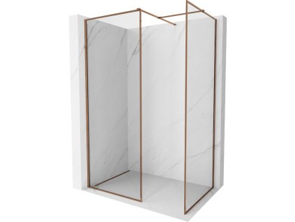 Mexen Kioto-F sprchová stena s rámom 100 x 95 cm, priehľadná 8 mm, ružové zlato - 800-100-202-04-60-095