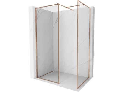 Mexen Kioto-F sprchová stena s rámom 100 x 100 cm, priehľadná 8 mm, brúsená meď - 800-100-202-04-65-100