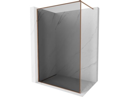Mexen Kioto-XF sprchová stena s rámom 100 x 202 cm, grafit 10 mm, ružové zlato - 800-100-104-60-40-X