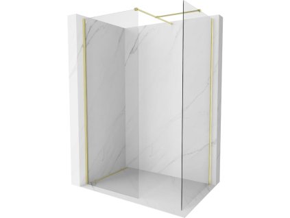 Mexen Kioto-X sprchová stena 90 x 70 cm, priehľadná 10 mm, zlatý kartáč - 800-090-202-55-00-070-X
