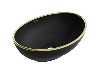 Mexen Elza umývadlo na dosku 40 x 33 cm, čierny matný/zlatý okraj - 21014025