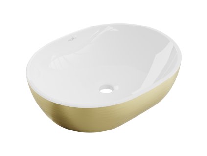 Mexen Viki umývadlo na dosku 48 x 35 cm, vzor biela/zlatá linka - 21054817