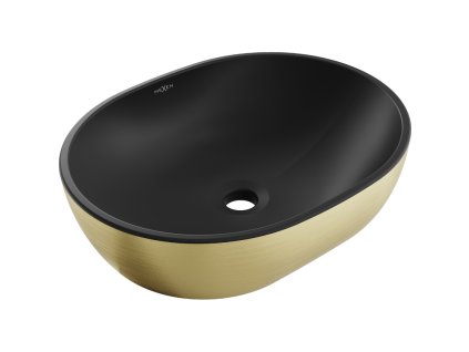 Mexen Viki umývadlo na dosku 48 x 35 cm, čierny matný vzor/zlatá linka - 21054877