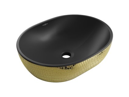 Mexen Viki umývadlo na dosku 48 x 35 cm, vzor čierny mat/zlatá škála - 21054878