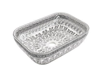 Mexen Rita umývadlo na dosku 45 x 32 cm, bielo-čierny vzor - 21084586