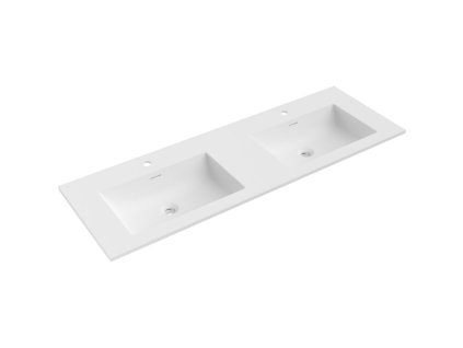 Dvojité umývadlo Mexen Otis na zapustenie 141 x 46,5 cm, biele matné - 25181401D