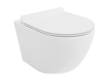 Mexen Lena závesný WC záchod, splachovanie Rimless, s doskou duroplast pomaly padajúcou SLIM, biela - 30224000