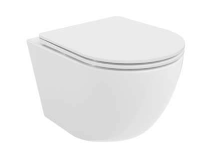 Mexen Lena závesný WC záchod, splachovanie Rimless, s doskou duroplast pomaly padajúcou SLIM, biela - 30220300