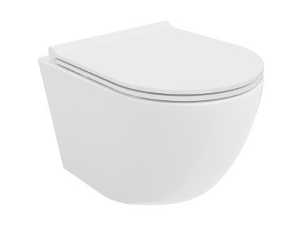 Mexen Lena závesný WC záchod, splachovanie Rimless, s doskou duroplast pomaly padajúcou SLIM, biela - 30220500