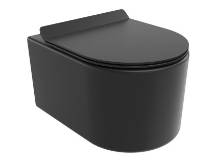 Mexen Sofia závesný WC záchod, splachovanie Rimless, s doskou duroplast pomaly padajúcou SLIM, čierna matná - 30540185