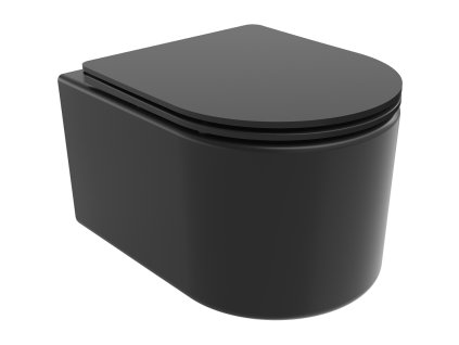 Mexen Sofia závesný WC záchod, splachovanie Rimless, s doskou duroplast pomaly padajúcou SLIM, čierna matná - 30541085